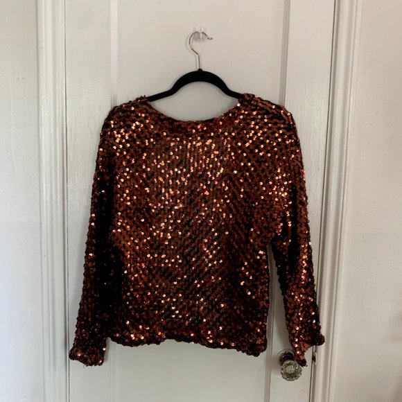 Vintage Copper Sequin Cardigan - Picture 5 of 5